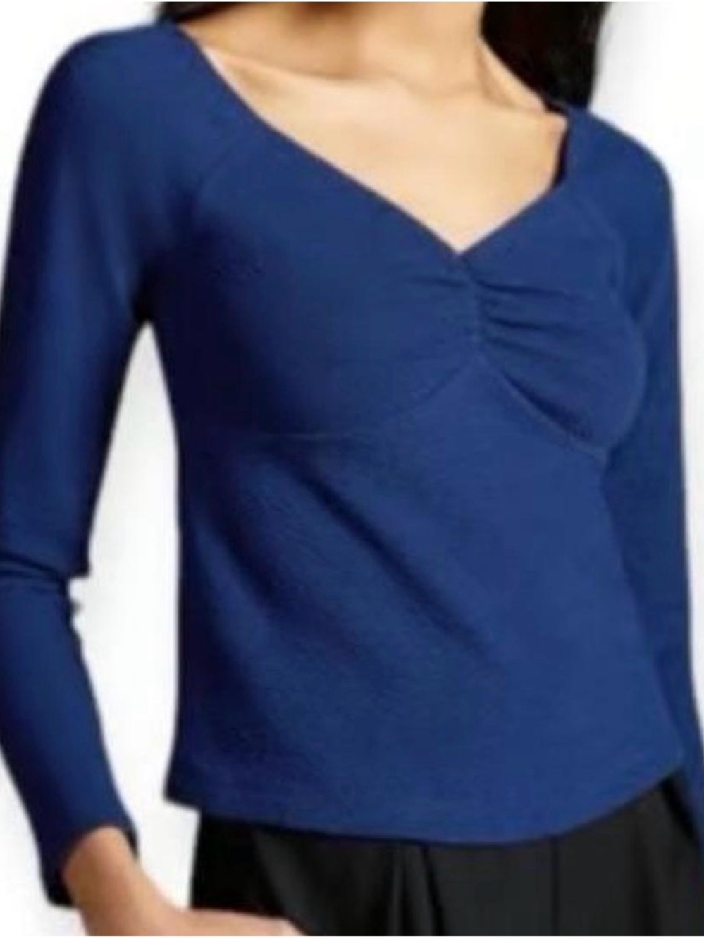 Maeve by Anthropologie long sleeve neck top women’s XXS. Navy blue